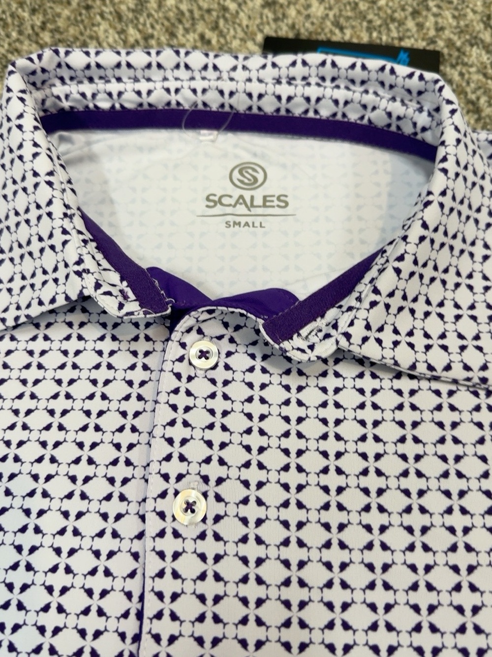 Scales Nautical Sail Polo Men’s Small Purple White Golf Shirt NWT Performance